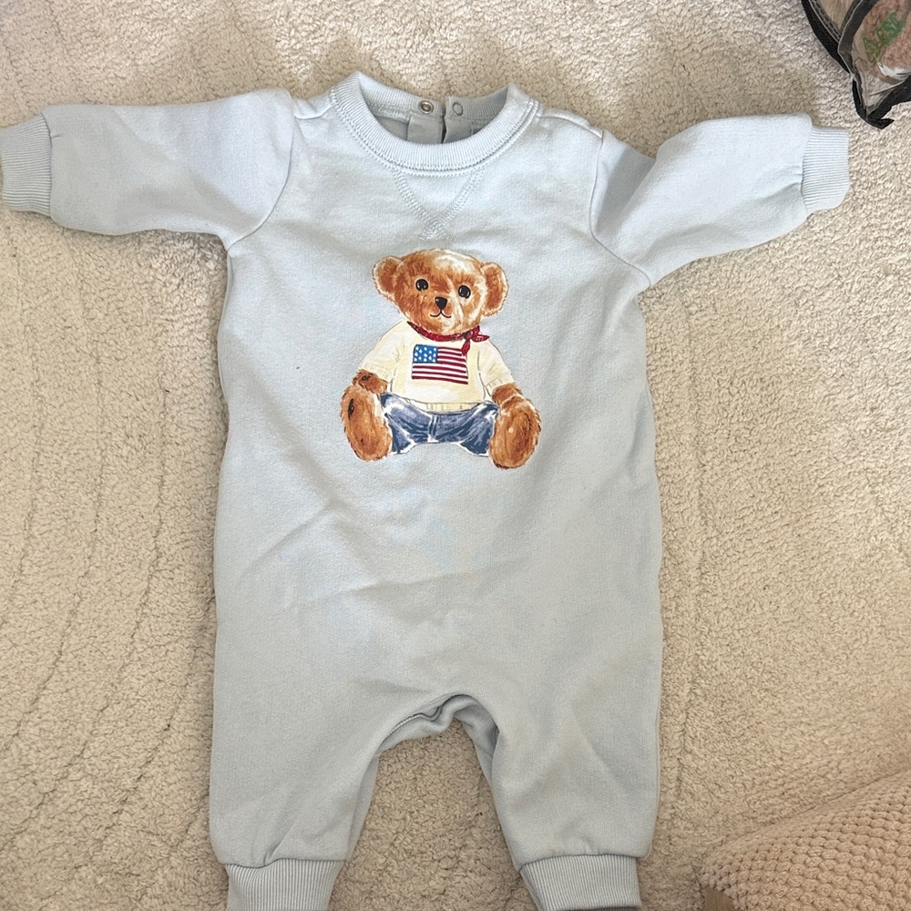 Polo Ralph Lauren Baby Fleece Polo Bear Coverall! NWOT! 3 Months